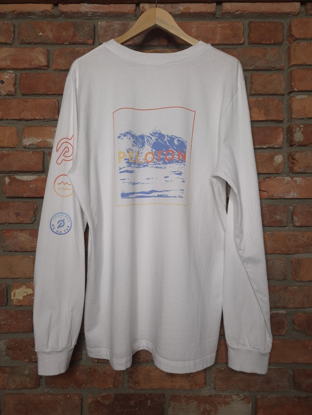 Peloton Together We Go Far Long Sleeve Graphic Tee Made in USA 100% Cotton